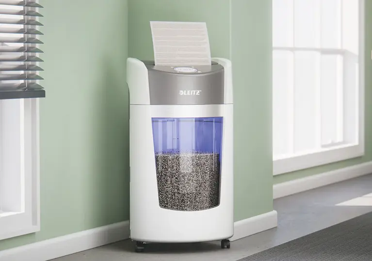 Leitz IQ Optimax Paper Shredder in Office surrounding